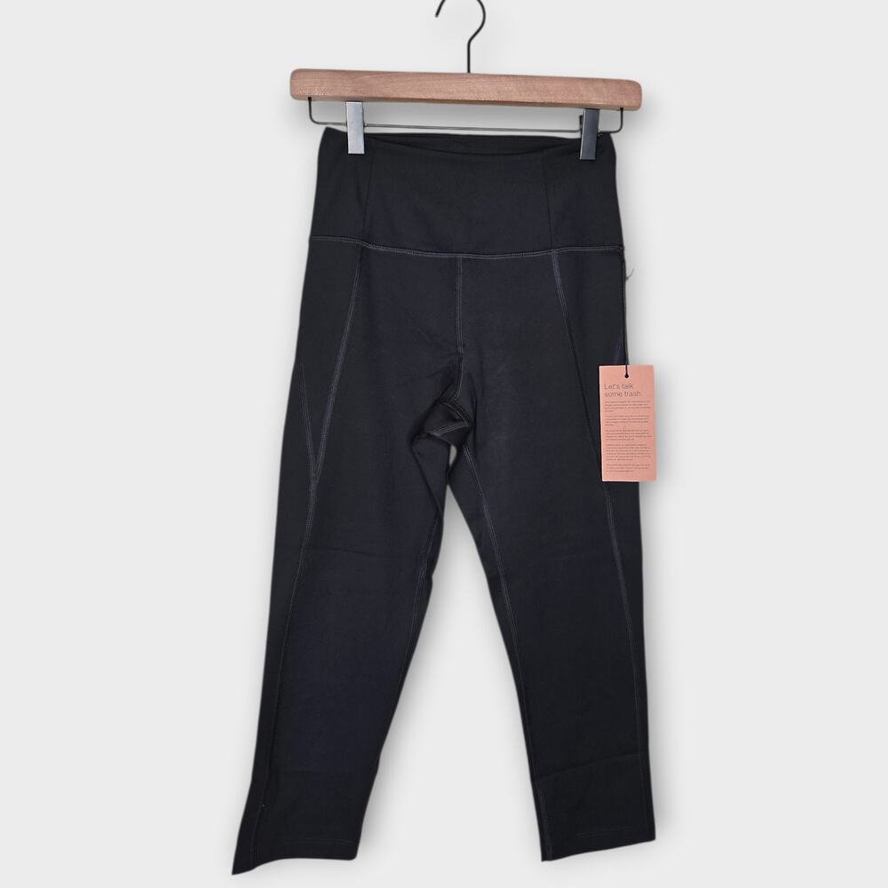 NEW Girlfriend Collective Black Cropped Leggings Compression Women's Sm